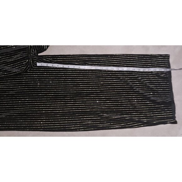 NEW Forever 21 Black Velvet Pants Metallic Gold Stripes Wide Leg Size 3X Holiday - Picture 10 of 16